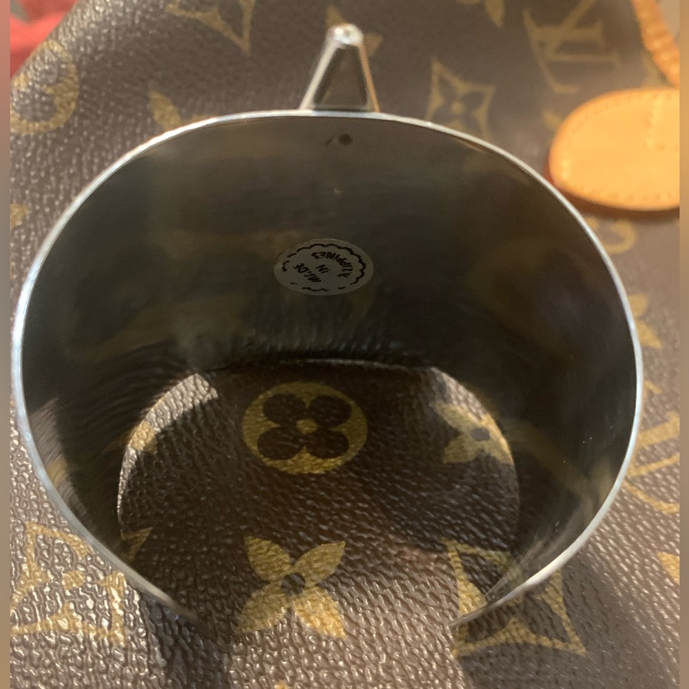 Unique Silvertone Cuff Triangle Lavender, Brown &… - image 5